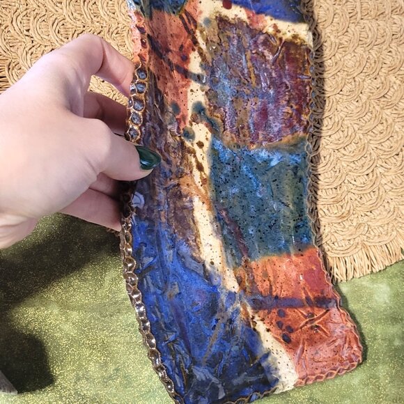 Rustic Earthenware Handmade Desert Ceramic Tray Vintage - Picture 7 of 7